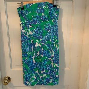 Lily Pulitzer Green and Blue Strapless Dress